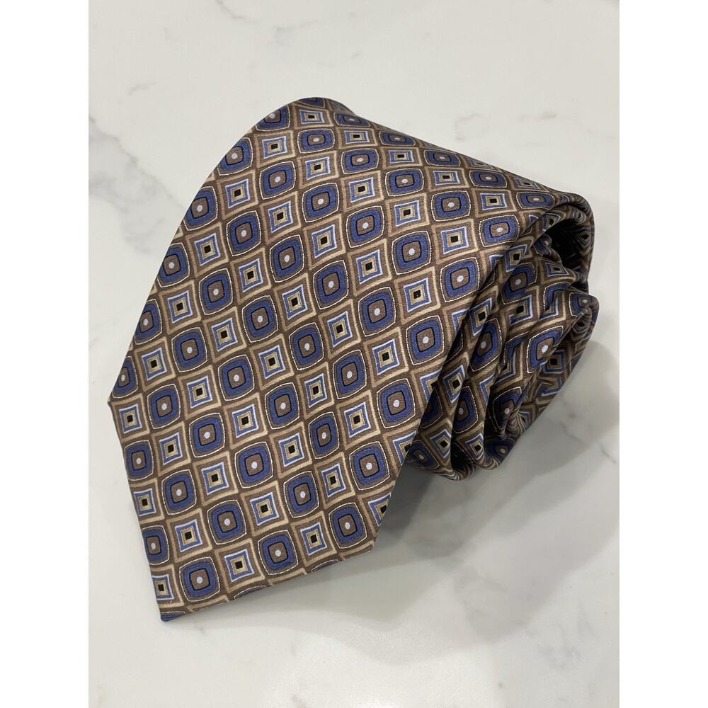 John Weitz Purple Geometric Hand Made Silk Tie 63 x 3.5 XL Long